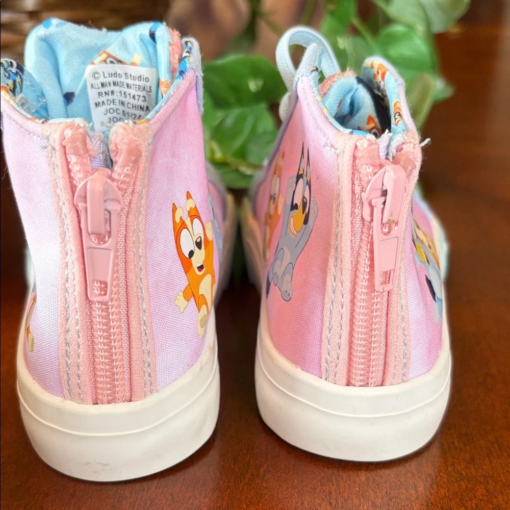Girls' Glitter High-Top Sneakers in Pink and Light Blue - Picture 3 of 7
